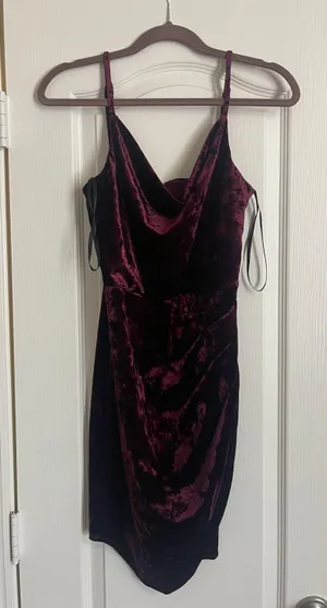 Suede Maroon Mini Dress Red thumbnail 1