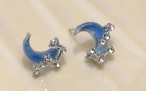 Blue Starry Sky Polar Star Moon Temperament Earrings Versatile Clear Sea Salt Sweet Earrings Exquisite Light Luxury Earrings for Women thumbnail 1