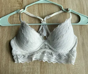 PINK Victoria's Secret Ivory Lace Bralette with Racerback thumbnail 1