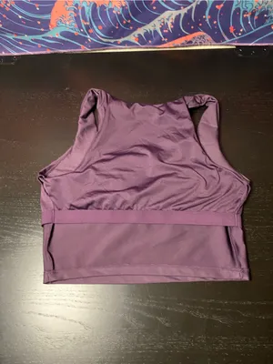 Purple Women's Crop Sports Bra Top thumbnail 5