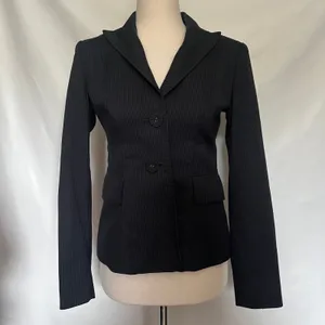 Y2K Anne Klein Pinstripe Womens Blazer Sz OP Career Quiet Luxury Academia Gray thumbnail 15