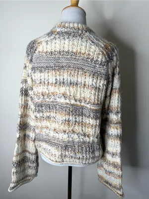 Universal Thread Cream and Brown Chunky Knit Crewneck Sweater thumbnail 7