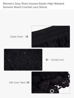 Luxe Black Lace Shorts Summer Chic Goth Grunge Glam Quiet Luxury M thumbnail 6