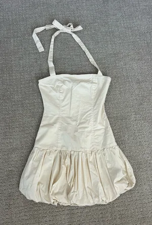 Edikted Cream Halter Bubble Mini Dress Size XS! thumbnail 1