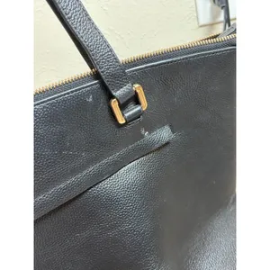 Nordstrom Black Leather Shoulder Bag Classic Neutral Minimalist Top Handle Purse thumbnail 3