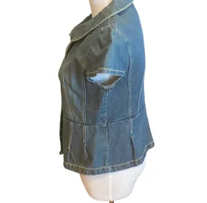 Retro Denim Jean Peplum Top Button Front Blue Western Cowgirl S Country Rodeo thumbnail 4