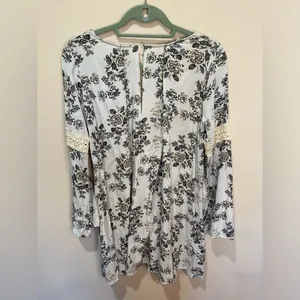 Umgee Embroidered Mini Swing Dress Blue Floral‎ Bohemian Gypsy Cottagecore sz S thumbnail 5