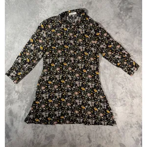 Natural Life Twiggy Mini Boho Floral Button Down Shirt Dress Long Sleeve Medium thumbnail 10