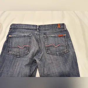 VTG Y2K 7 For All Mankind Sz: 28 Flare Jeans Indigo Low Rise Stretch USA. thumbnail 15