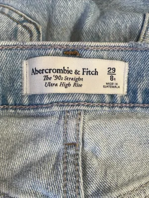 ABERCROMBIE & FITCH 90s Straight Ultra High Rise Crossover Waist Jeans Size 8/29 thumbnail 9