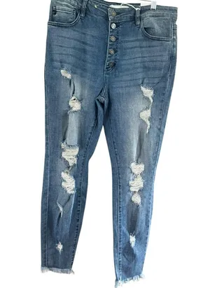 KanCan Medium Wash Cropped Jeans Blue Size 30 thumbnail 2