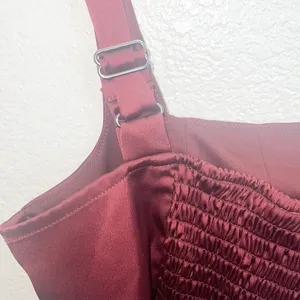 Wild Fable Maroon Corset Crop Smocked Back Tank Top thumbnail 6