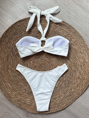 SheIn White Halter Bikini thumbnail 2