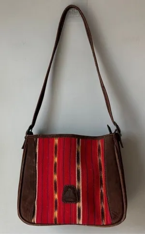 Mansi Brown Suede Handmade Guatemala Tikal Shoulder Bag thumbnail 1