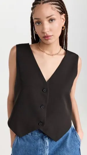 Lioness Gisele Vest Black Tailored Sleeveless Button Front Vest Size M NWOT thumbnail 1