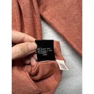 Vintage Adidas Women's Cardigan Sweater Silk Cashmere Orange Gray 3 Stripe Sz L thumbnail 4
