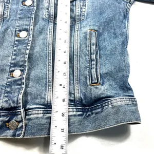 J. Crew Denim Jacket Medium Blue Wash Medium Stretch Trucker Coat Fall EUC thumbnail 8