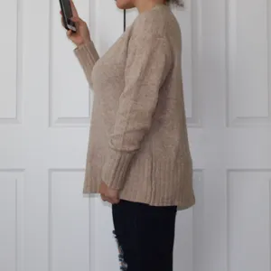 Zara | Beige Soft Crew Neck Knit Sweater thumbnail 7