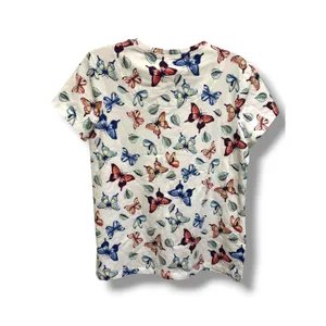 Chico's Butterfly Perfect Tee Size 0 S NWT Alabaster Cotton Stretch Cap Sleeve thumbnail 3