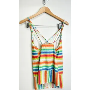 Kim Rogers Rainbow Stripe‎ Tankini Swim Top Multicolor Size Large Adjustable thumbnail 5