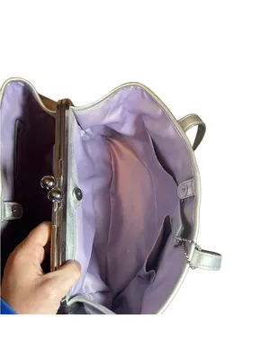 Coach Kisslock large bag silver/gray purple interior thumbnail 9