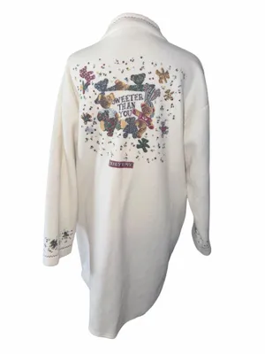 Etam Lingerie Vintage Fleece Robe Teddy Bear Sweeter Than You Long Coat Size XL thumbnail 5