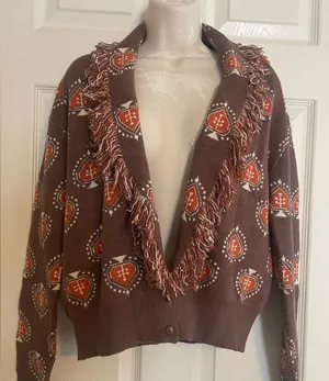 Cider‎ Brown and Orange Patterned Cardigan thumbnail 1
