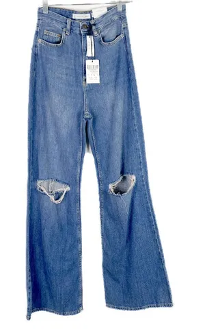 NWT Subdued Wide Leg Jeans Ripped Distressed High Rise Size 2 NEW thumbnail 1