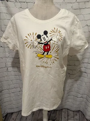 Walt Disney World Parks T-Shirt Size 1X White Graphic Mickey Mouse Fireworks thumbnail 1