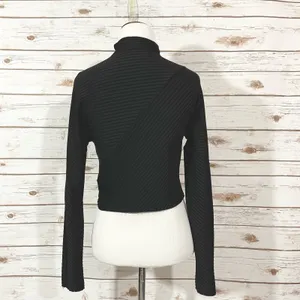 Zara W & B Cropped Mockneck Long Sleeve Tee - Black - Medium thumbnail 10