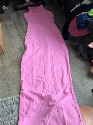 NEW • Skims • Soft Lounge Sleeveless Long Maxi Dress Cotton Candy Pink Ribbed thumbnail 4