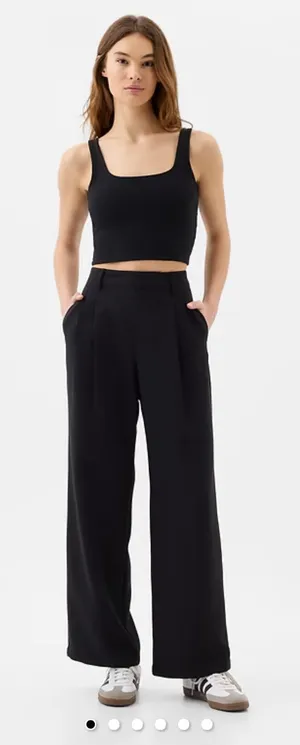 GAP Black Wide-Leg Low-Rise Easy Trousers Pleated Pants Size 2 NEW thumbnail 1