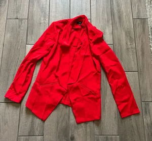 Lulu's Vibrant Red Open-Front Blazer thumbnail 1