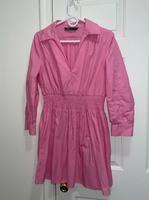 ZARA Dress Mini Long Sleeve Pink M thumbnail 1