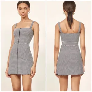 Reformation Nellie Hook Eye Striped Mini Dress Black White XS Elevated Basics thumbnail 2