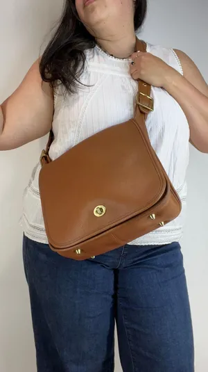 Vintage 90sCoach Stewardess Bag British Tan Leather Handbag Crossbody thumbnail 1