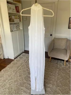 Saint Mojavi Maxi Dress White Sleeveless Mock Neck Slit Minimalist Resort S Chic thumbnail 3