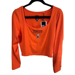 New Era Women's L Orange Long Sleeve Crop Top Cleveland Browns NFL Football thumbnail 3