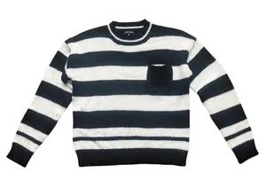 Olive Scent Striped Knit Crewneck Sweater Size Small Black White Grunge Coquette thumbnail 1