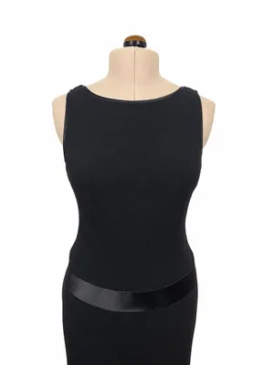 Liz Claiborne VTG Liz Taylor Black Sleeveless Midi Dress 10 Cowl Drape Back Cocktail Formal thumbnail 6