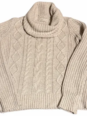 Abercrombie & Fitch Beige Cable Knit Turtleneck Sweater thumbnail 2