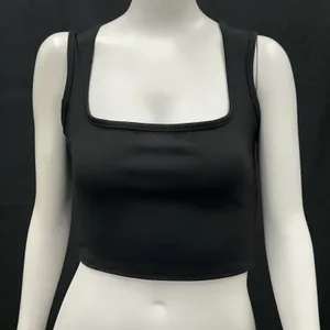 Pretty Little Thing Women's Size 4 Black Ribbed Shape‎ Scoop Neck Crop Top NWT thumbnail 1