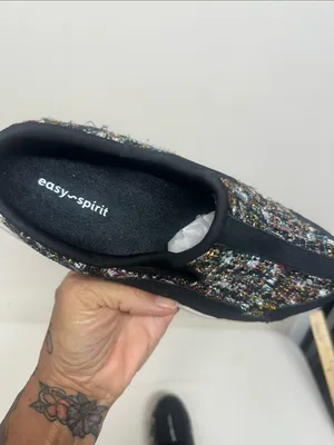 Easy Spirit Black Slip-On Loafers with Multicolor Tweed thumbnail 4