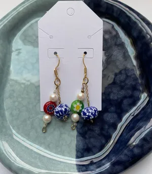 Gold dangle charm earrings thumbnail 1