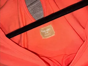Free People NWOT Money Romper in a vibrant coral-orange shade, size XS thumbnail 7