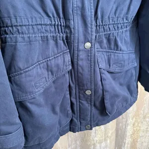 BCBGeneration Navy Blue Hooded Faux Fur Trim Anorak Parka Coat Large thumbnail 4