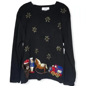 Vintage Lisa International Beaded Christmas‎ Sweater thumbnail 1