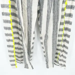 Z&L Europe Womens Striped Neon Beachy Pom Pom Tassel Boho Wide Leg Pants Size M thumbnail 3
