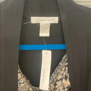 August Silk Black Cardigan with Patterned Top thumbnail 2