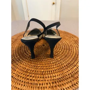 Onex Womens Black Rhinestone Clear Slingback Pointed Toe‎ Kitten Heels Size 9 M thumbnail 4